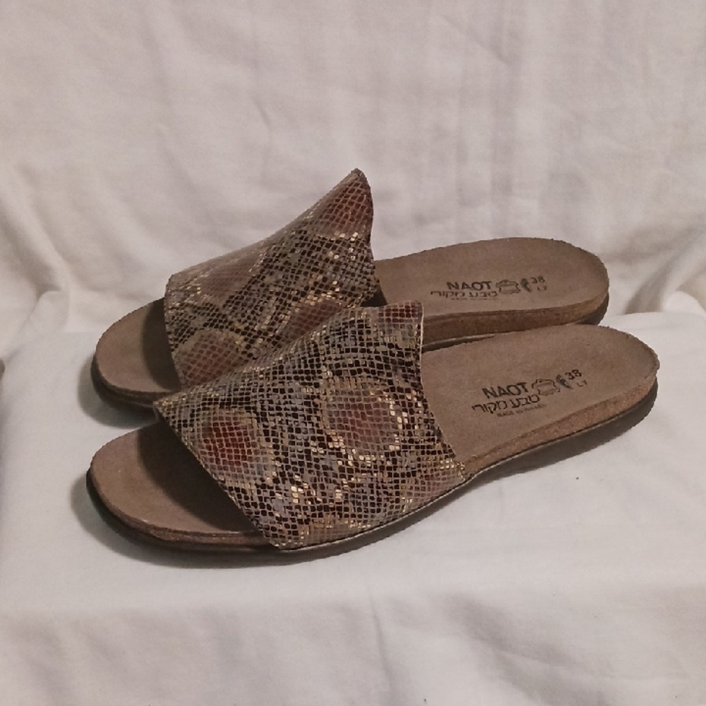 Naot Brown Snake-Print Slide Sandals 10 M Firm Price